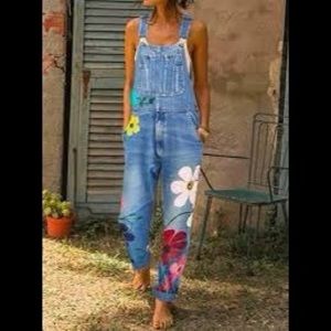 Boho fall hippie vibe denim overalls